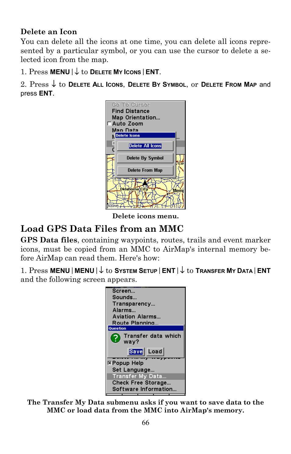 Load gps data files from an mmc | Lowrance electronic AirMap 600c User Manual | Page 74 / 152