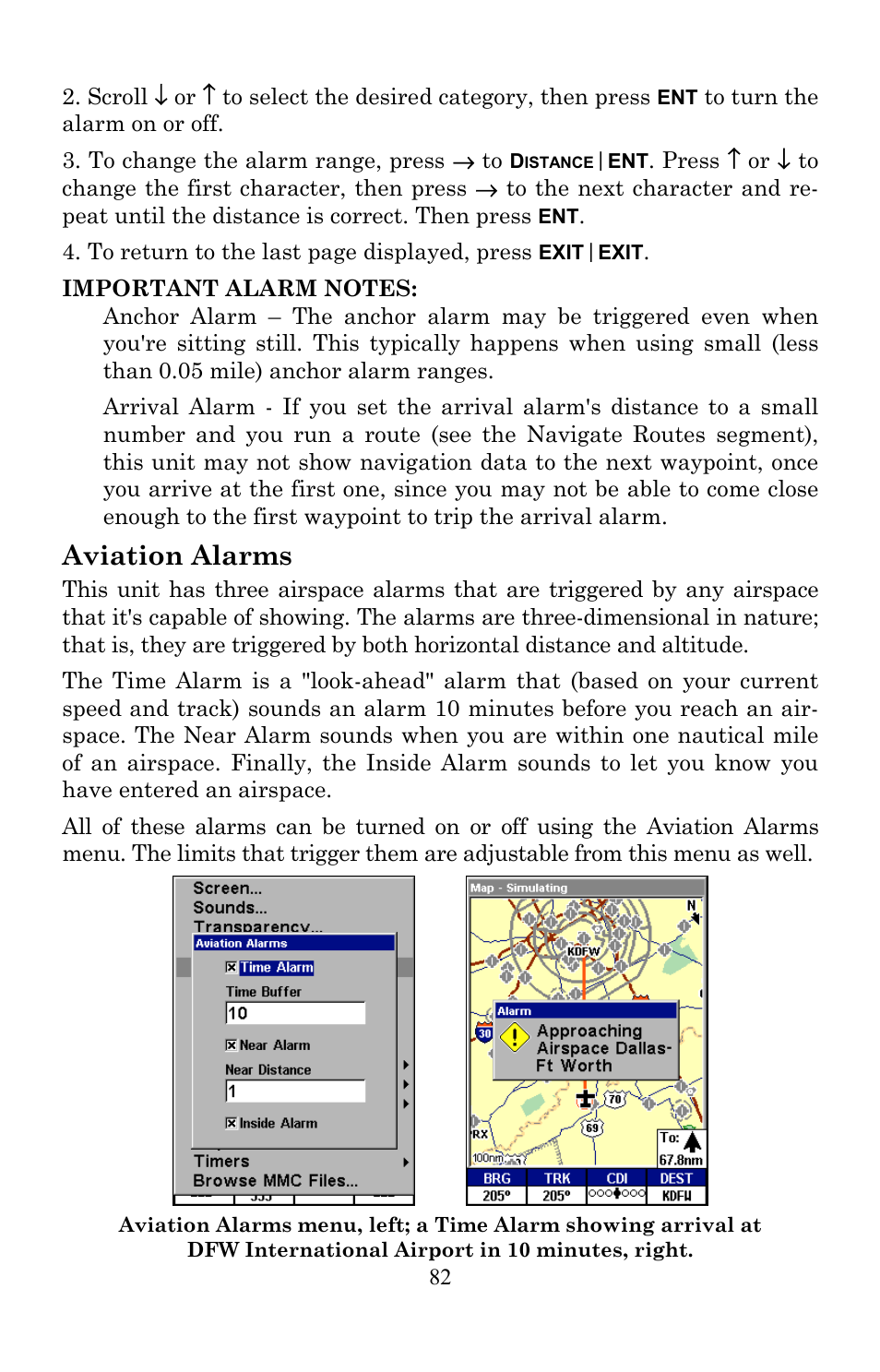 Aviation alarms | Lowrance electronic AirMap 600c User Manual | Page 90 / 152