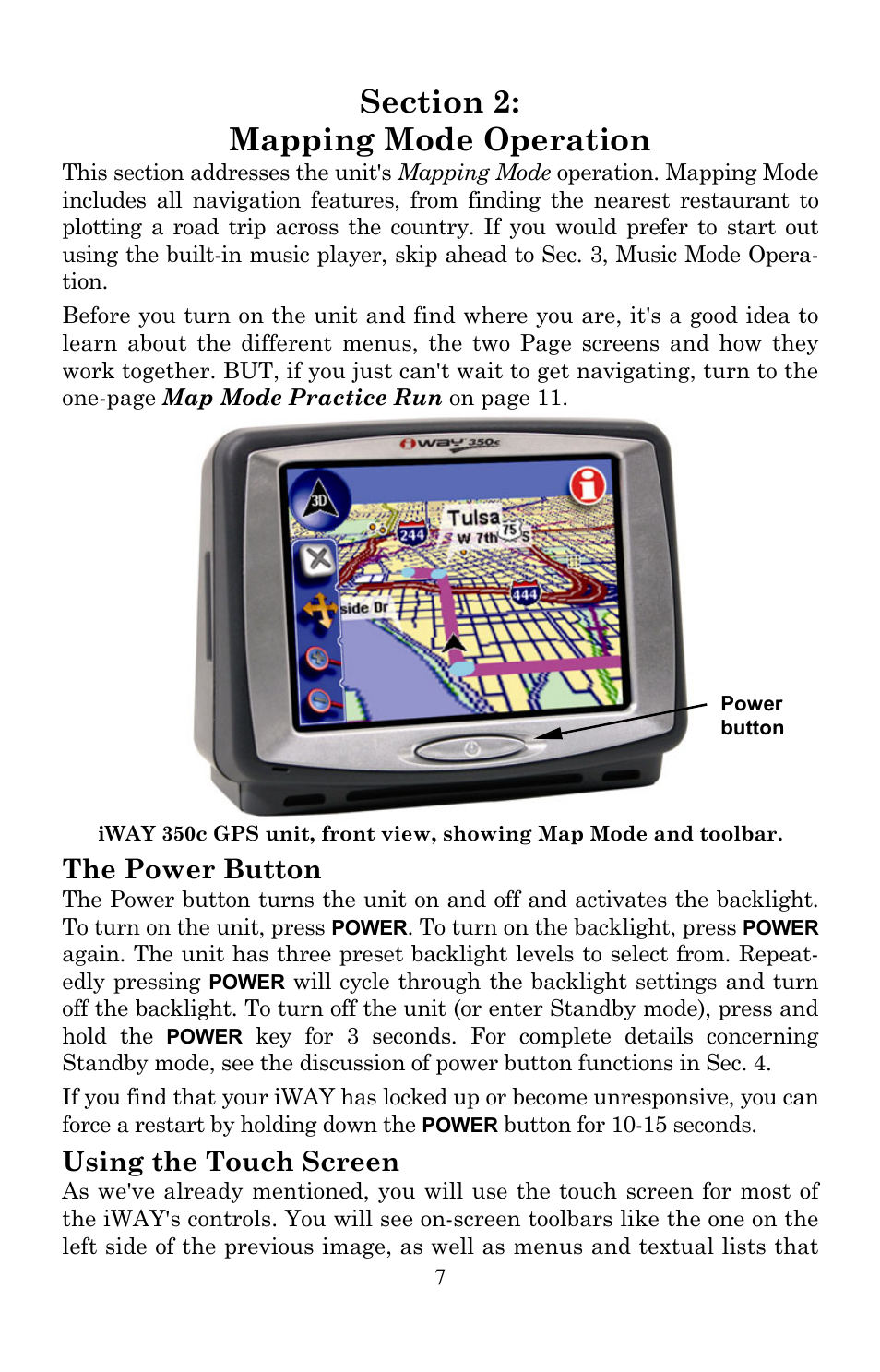 The power button, Using the touch screen | Lowrance electronic 350c User Manual | Page 14 / 78