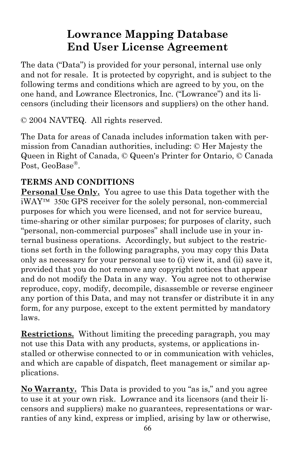 Lowrance electronic 350c User Manual | Page 73 / 78