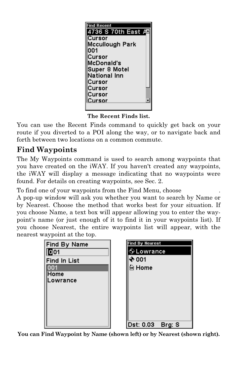 Find waypoints | Lowrance electronic 100M User Manual | Page 50 / 68