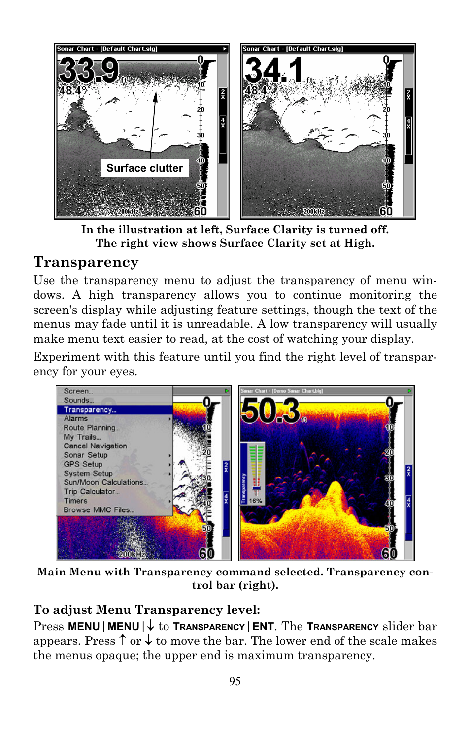 Transparency | Lowrance electronic Lowrance LMS-522c iGPS User Manual | Page 105 / 252