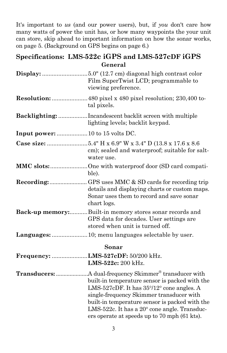 522c igps, 527c, Igps | Lowrance electronic Lowrance LMS-522c iGPS User Manual | Page 13 / 252