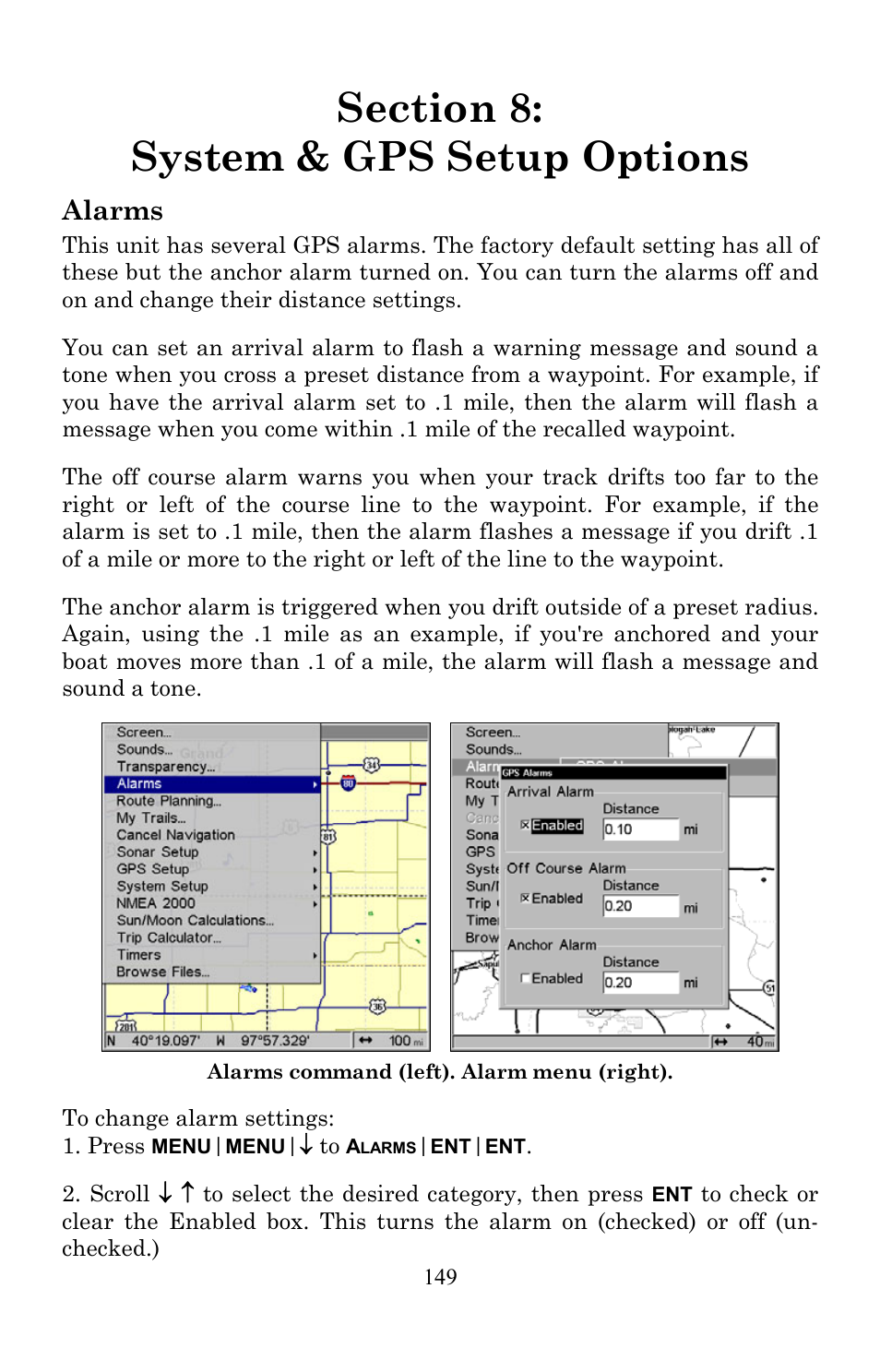 Alarms | Lowrance electronic Lowrance LMS-522c iGPS User Manual | Page 159 / 252