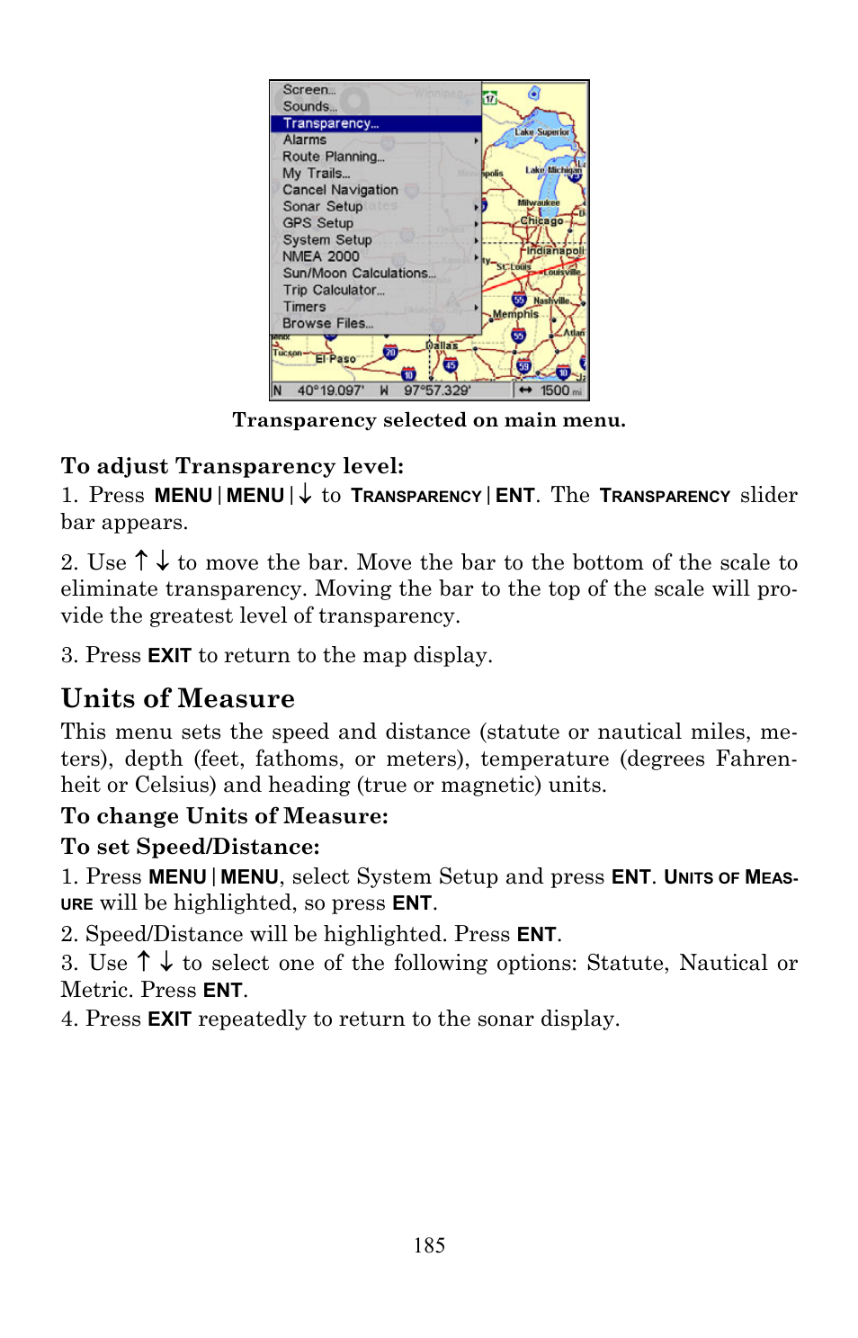 Units of measure | Lowrance electronic Lowrance LMS-522c iGPS User Manual | Page 195 / 252