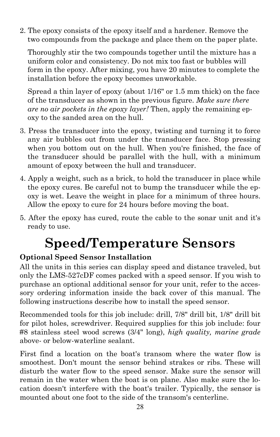 Speed/temperature sensors | Lowrance electronic Lowrance LMS-522c iGPS User Manual | Page 38 / 252