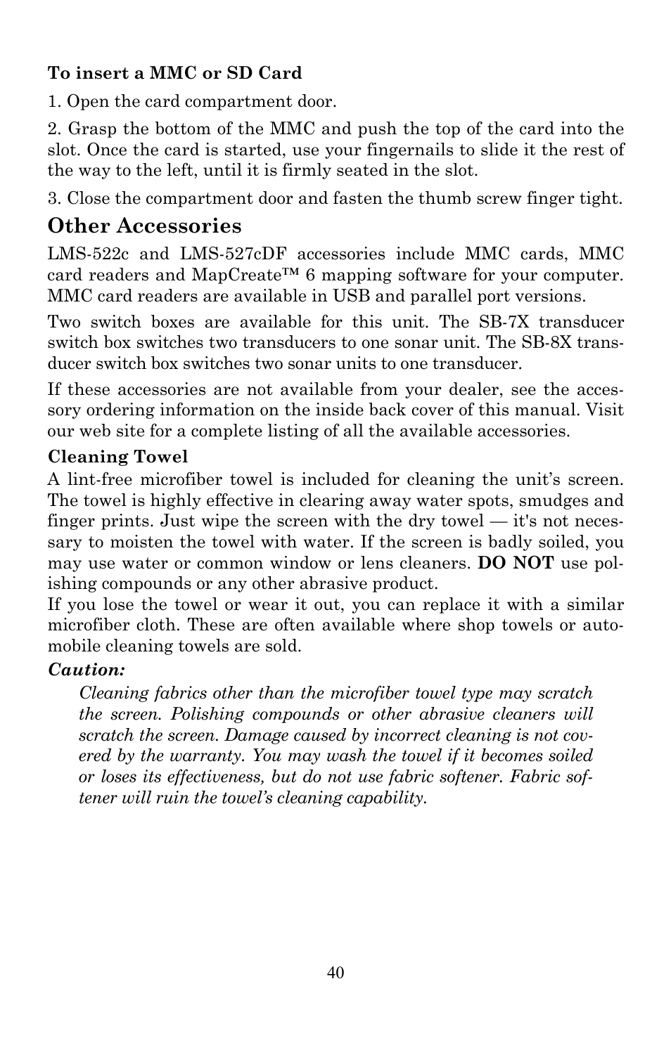 Other accessories | Lowrance electronic Lowrance LMS-522c iGPS User Manual | Page 50 / 252