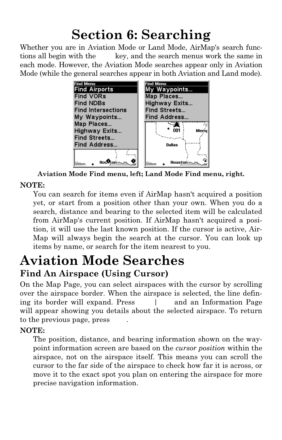 Aviation mode searches | Lowrance electronic AirMap 500 User Manual | Page 101 / 132