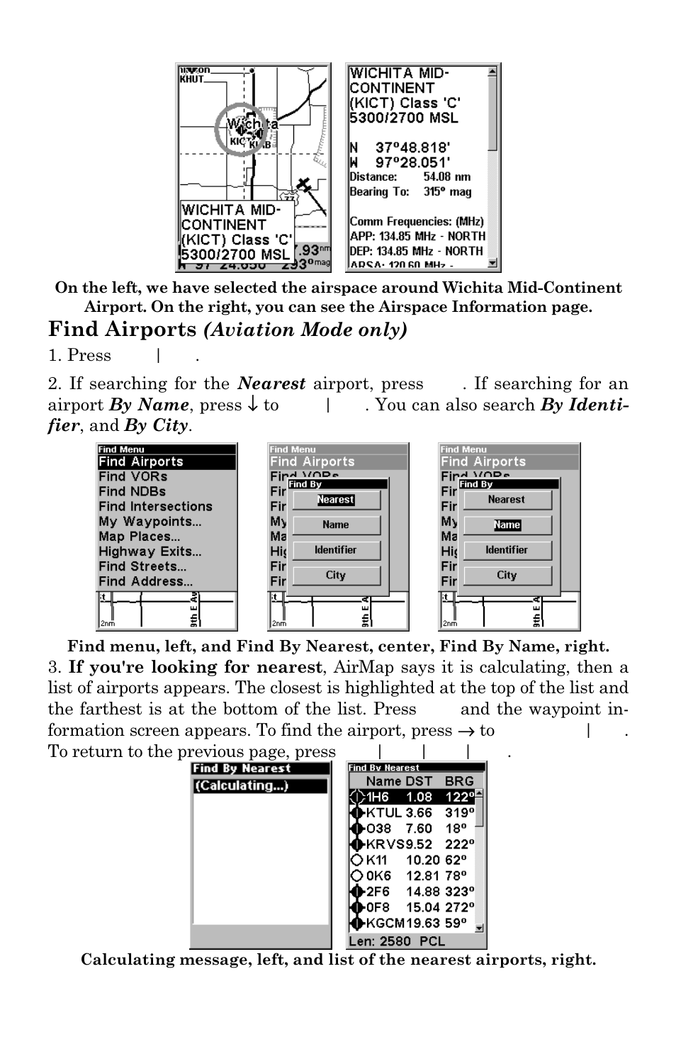 Find airports, Aviation mode only) | Lowrance electronic AirMap 500 User Manual | Page 102 / 132