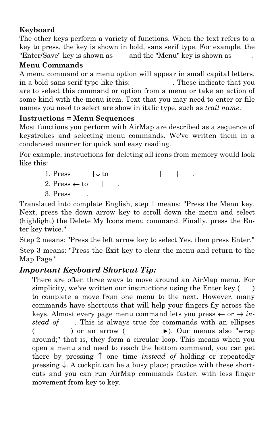 Important keyboard shortcut tip | Lowrance electronic AirMap 500 User Manual | Page 16 / 132