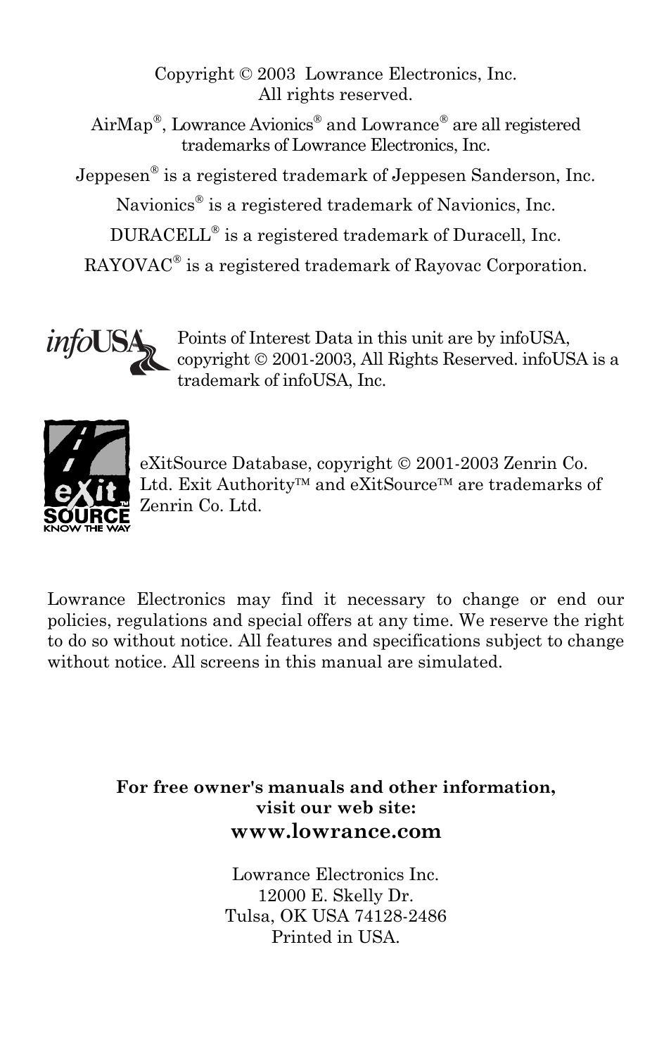 Lowrance electronic AirMap 500 User Manual | Page 2 / 132
