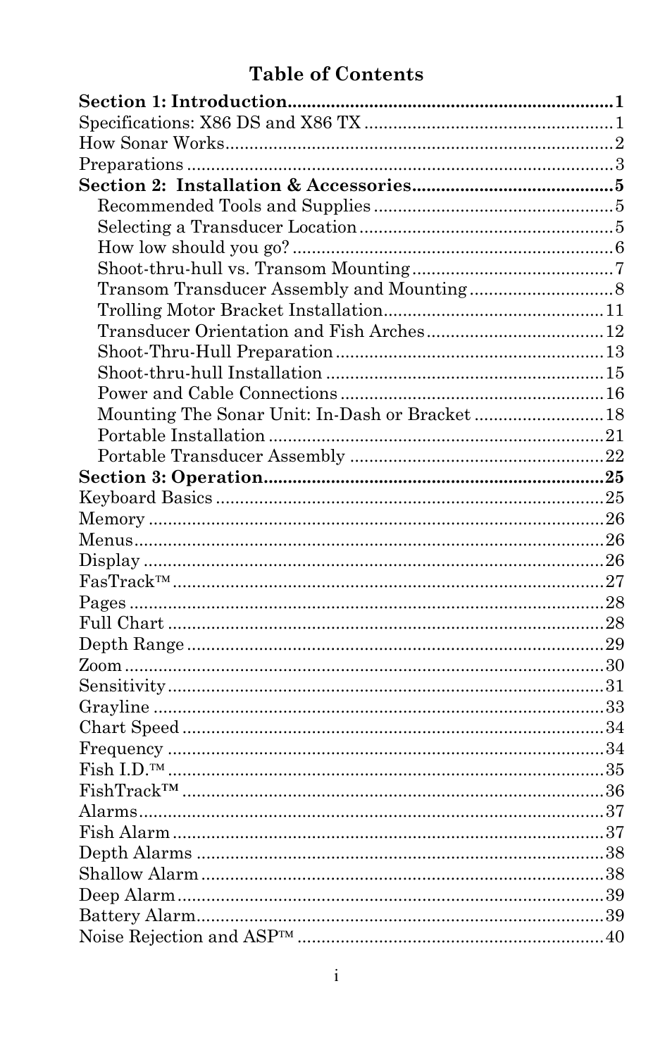 Lowrance electronic X86 TX User Manual | Page 3 / 56
