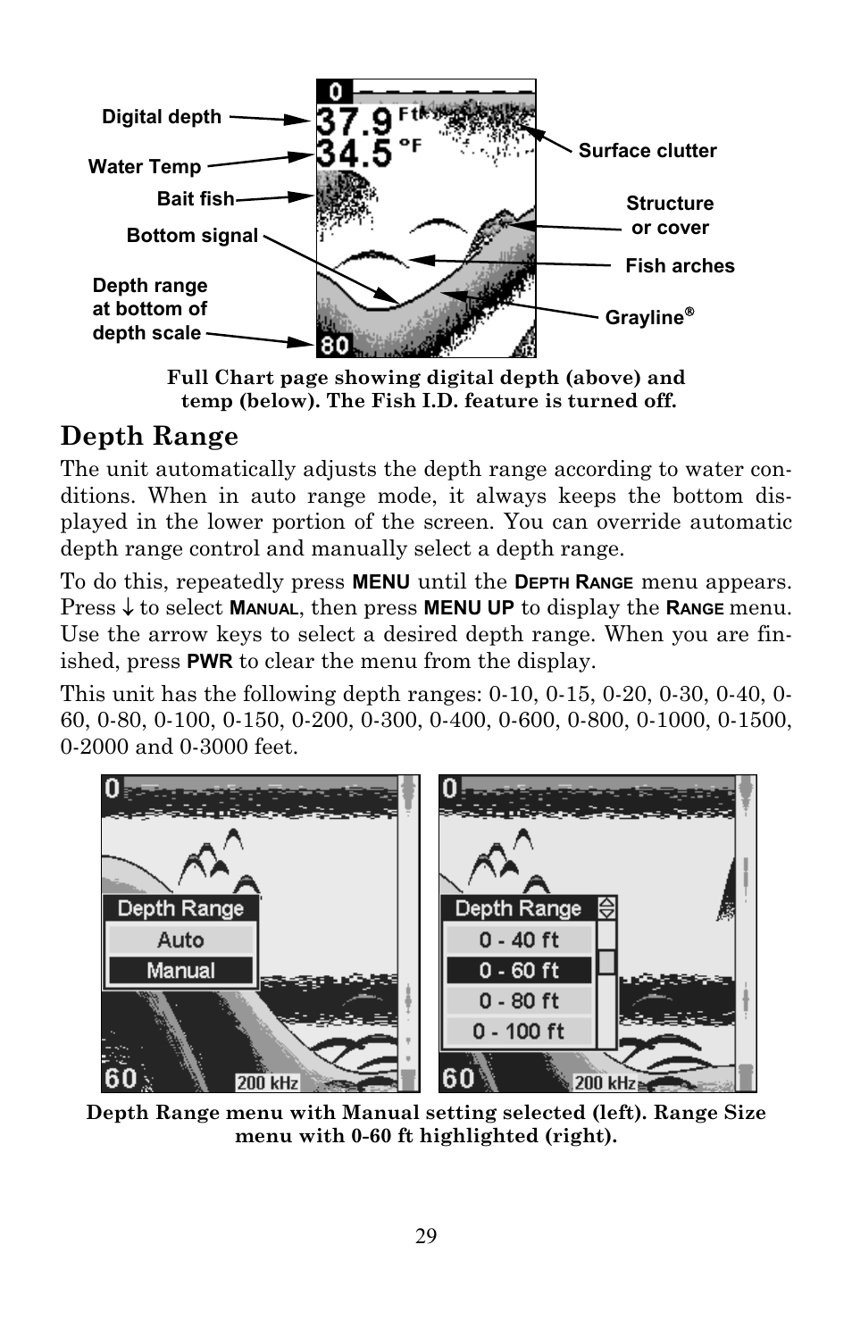 Depth range | Lowrance electronic X86 TX User Manual | Page 33 / 56