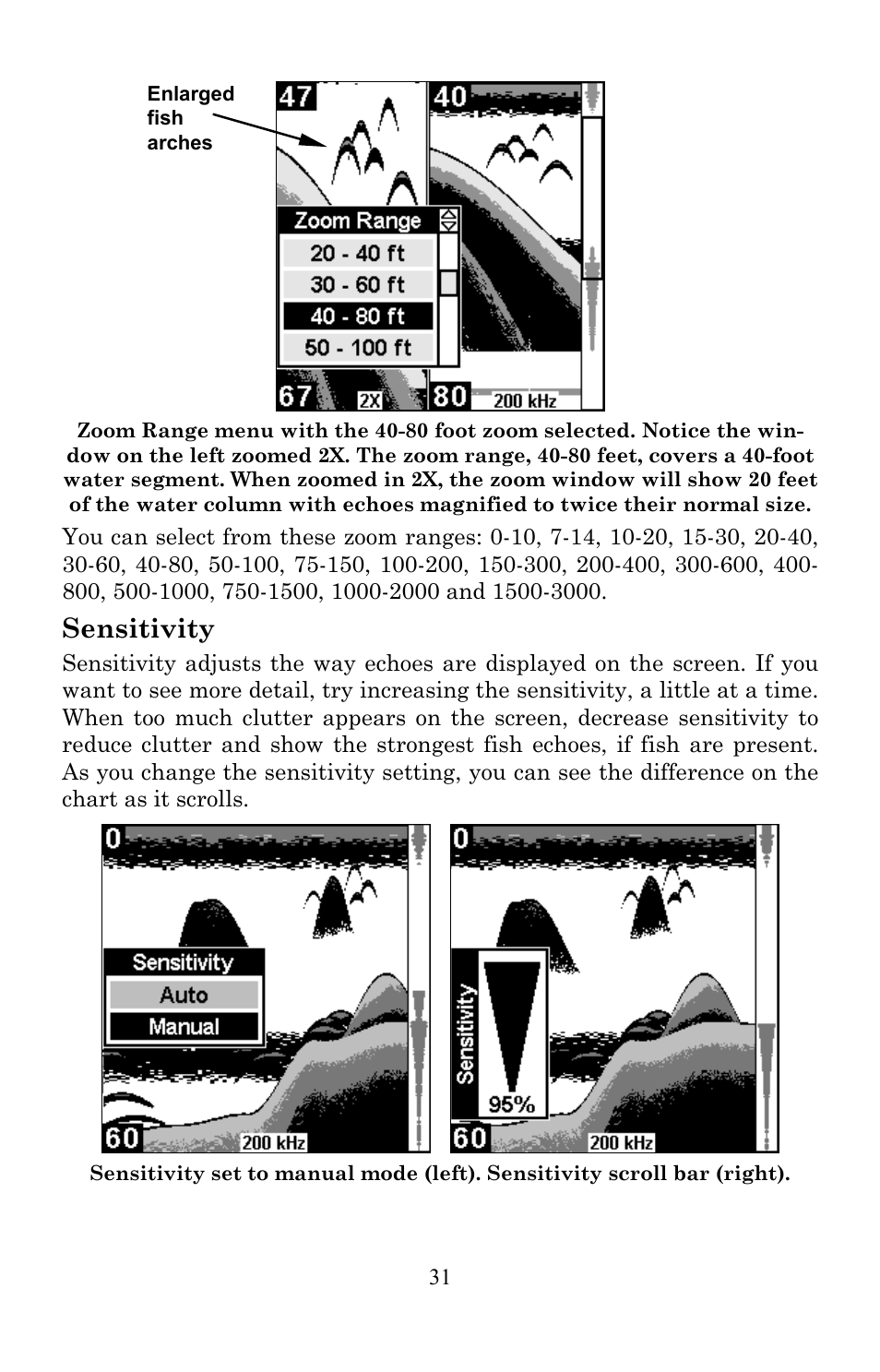 Sensitivity | Lowrance electronic X86 TX User Manual | Page 35 / 56