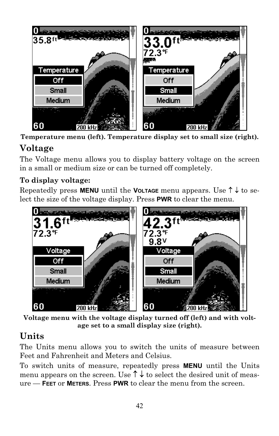 Voltage, Units | Lowrance electronic X86 TX User Manual | Page 46 / 56