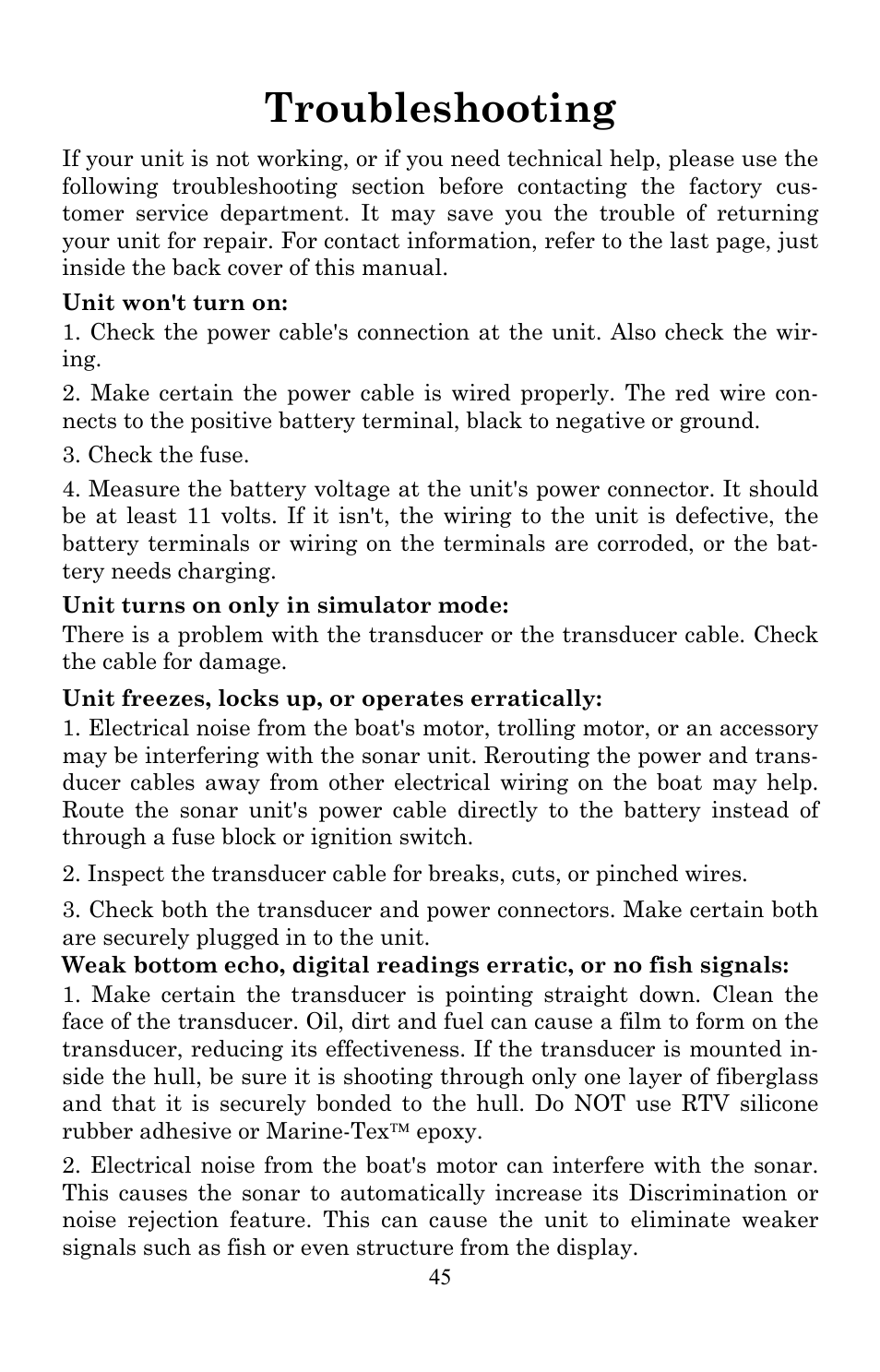 Troubleshooting | Lowrance electronic X86 TX User Manual | Page 49 / 56