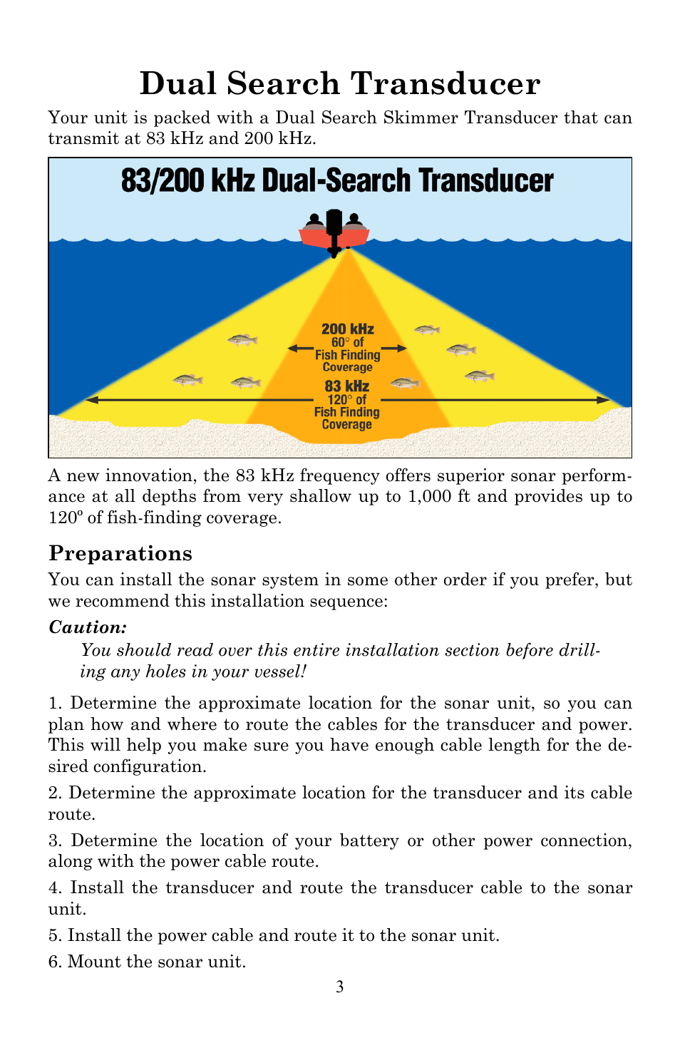 Dual search transducer, Preparations | Lowrance electronic X86 TX User Manual | Page 7 / 56