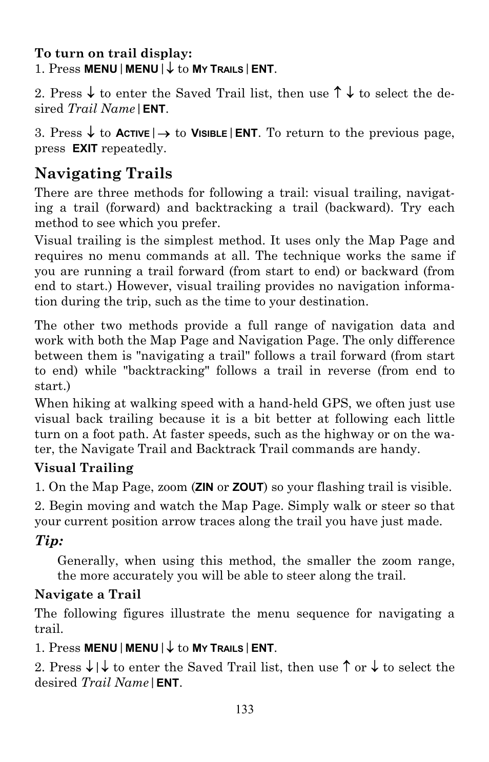 Navigating trails | Lowrance electronic Lowrance Fish-finding Sonar & Mapping GPS LMS-520C User Manual | Page 143 / 252