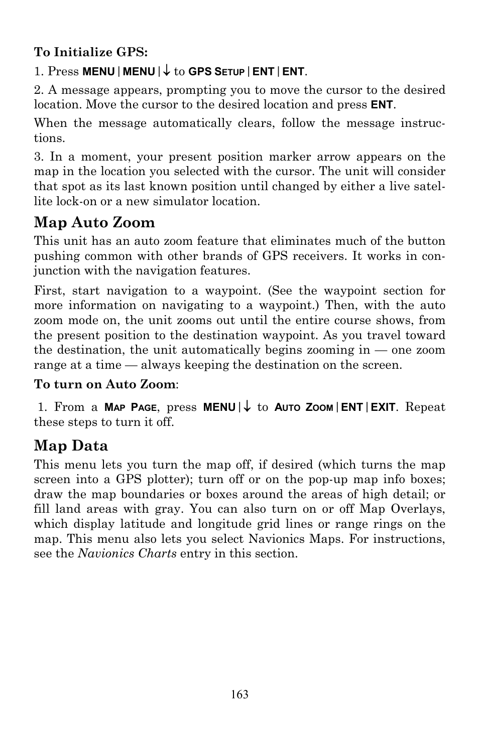 Map auto zoom, Map data | Lowrance electronic Lowrance Fish-finding Sonar & Mapping GPS LMS-520C User Manual | Page 173 / 252