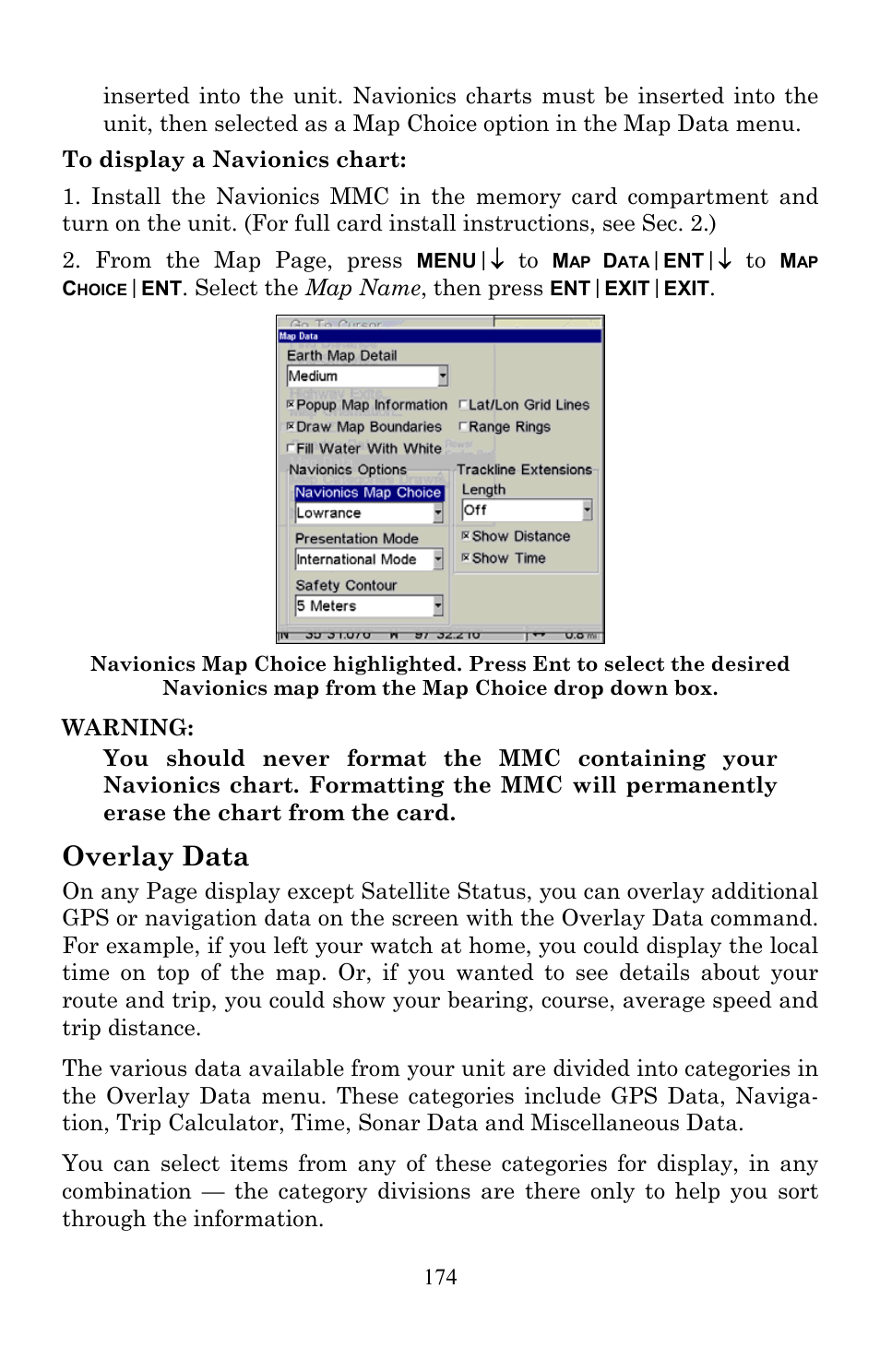 Overlay data | Lowrance electronic Lowrance Fish-finding Sonar & Mapping GPS LMS-520C User Manual | Page 184 / 252