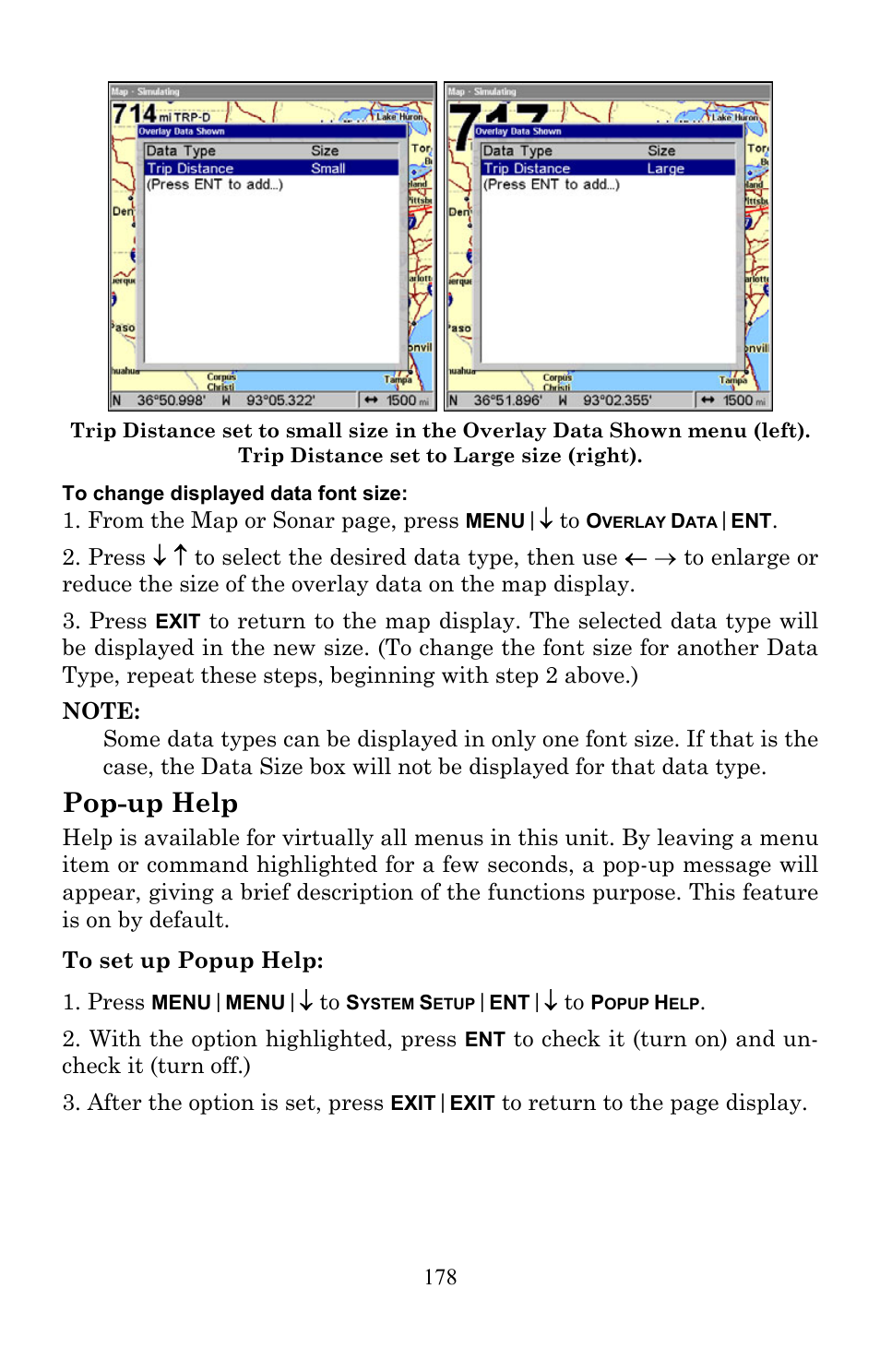 Pop-up help | Lowrance electronic Lowrance Fish-finding Sonar & Mapping GPS LMS-520C User Manual | Page 188 / 252