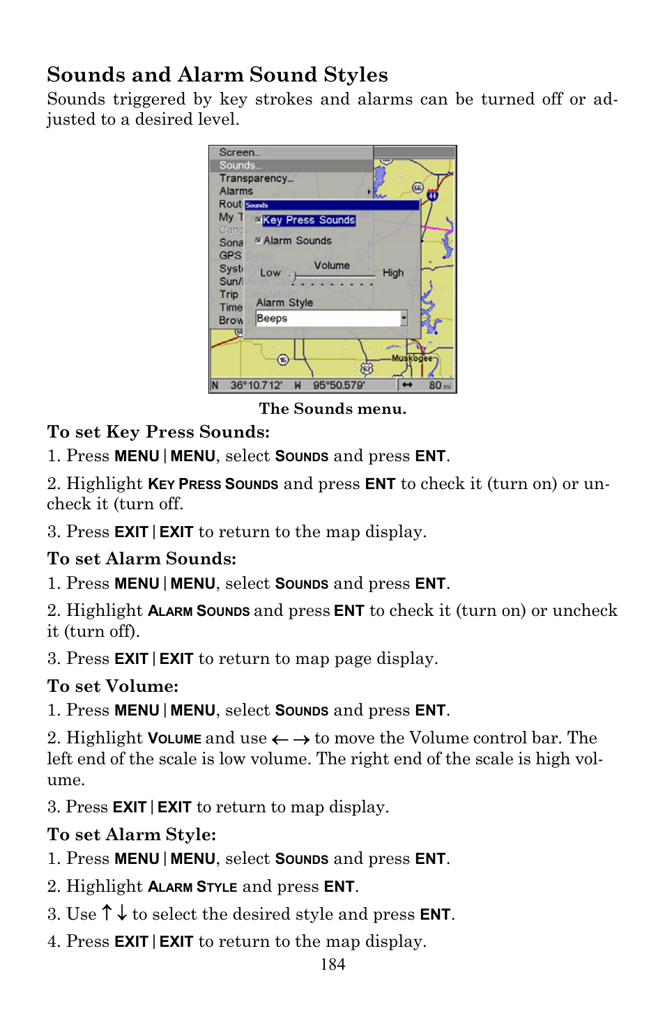 Sounds and alarm sound styles | Lowrance electronic Lowrance Fish-finding Sonar & Mapping GPS LMS-520C User Manual | Page 194 / 252