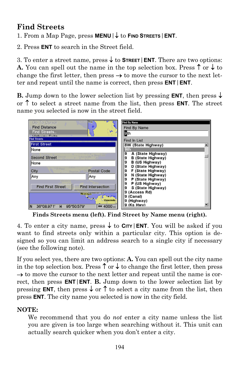 Find streets | Lowrance electronic Lowrance Fish-finding Sonar & Mapping GPS LMS-520C User Manual | Page 204 / 252