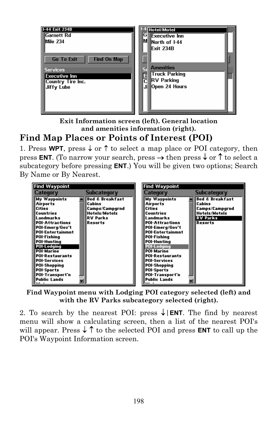 Find map places or points of interest (poi) | Lowrance electronic Lowrance Fish-finding Sonar & Mapping GPS LMS-520C User Manual | Page 208 / 252