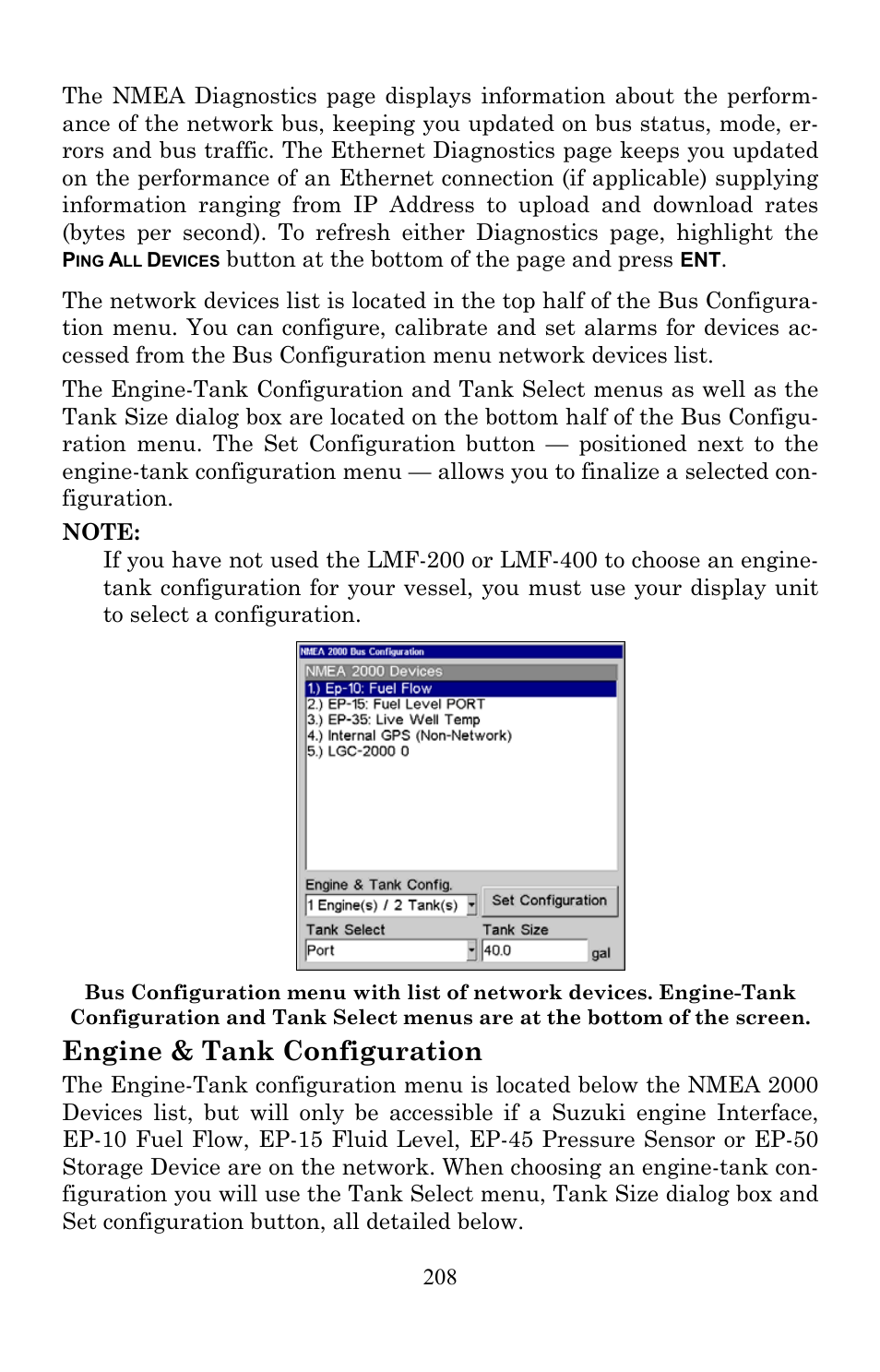 Engine & tank configuration | Lowrance electronic Lowrance Fish-finding Sonar & Mapping GPS LMS-520C User Manual | Page 218 / 252