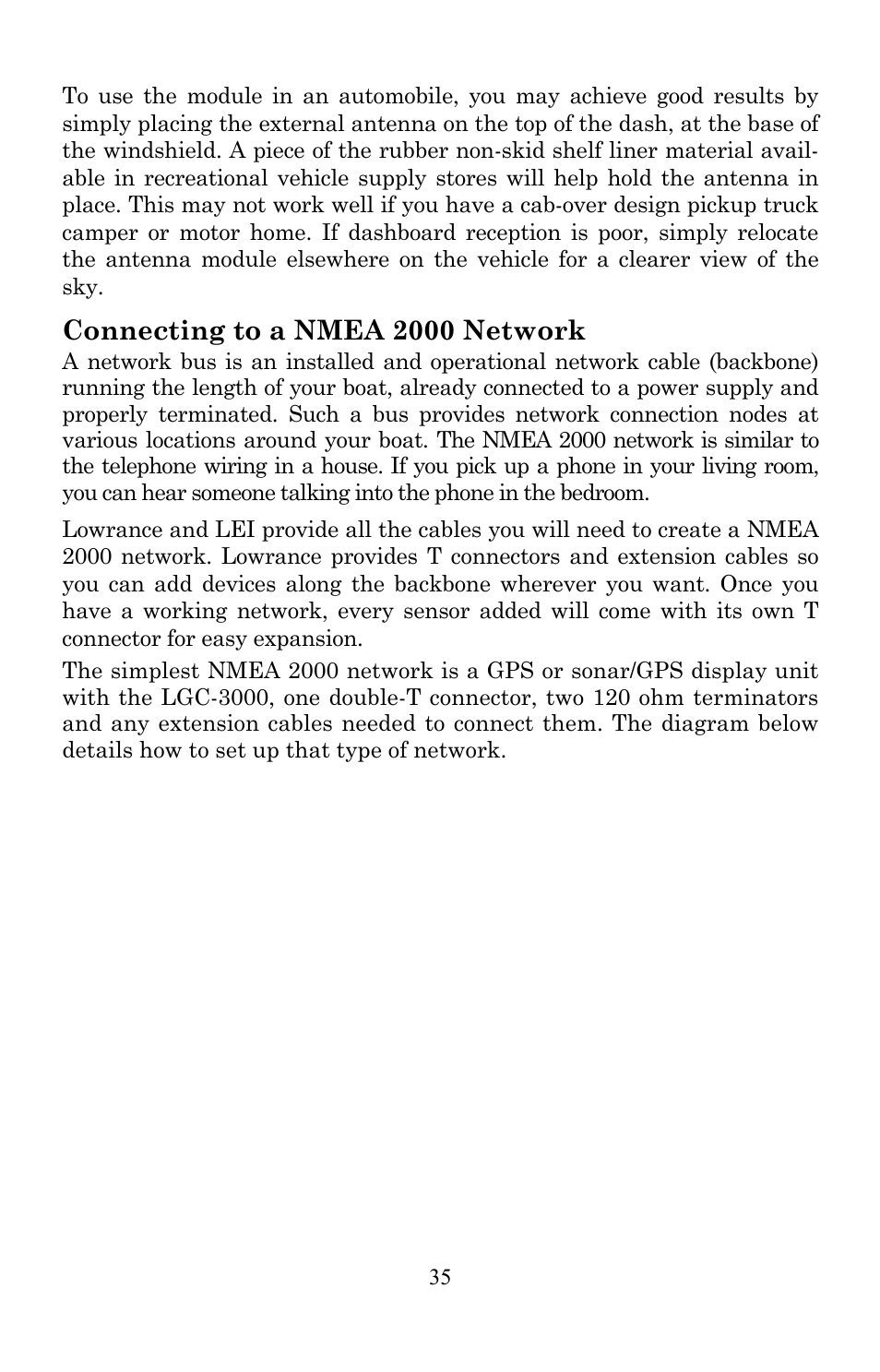 Connecting to a nmea 2000 network | Lowrance electronic Lowrance Fish-finding Sonar & Mapping GPS LMS-520C User Manual | Page 45 / 252