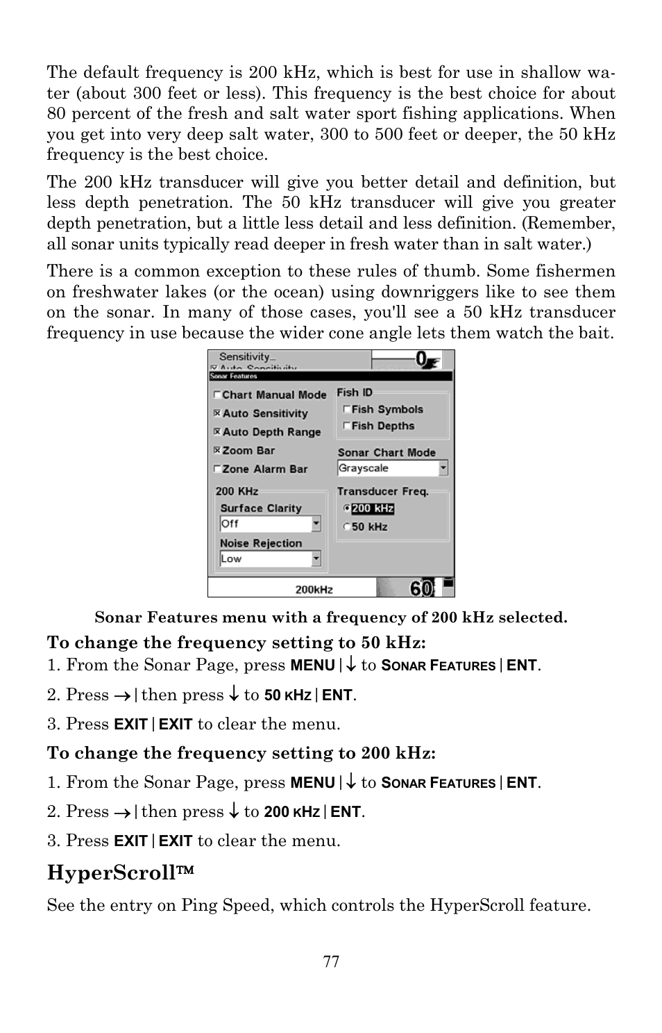 Hyperscroll | Lowrance electronic Lowrance Fish-finding Sonar & Mapping GPS LMS-520C User Manual | Page 87 / 252