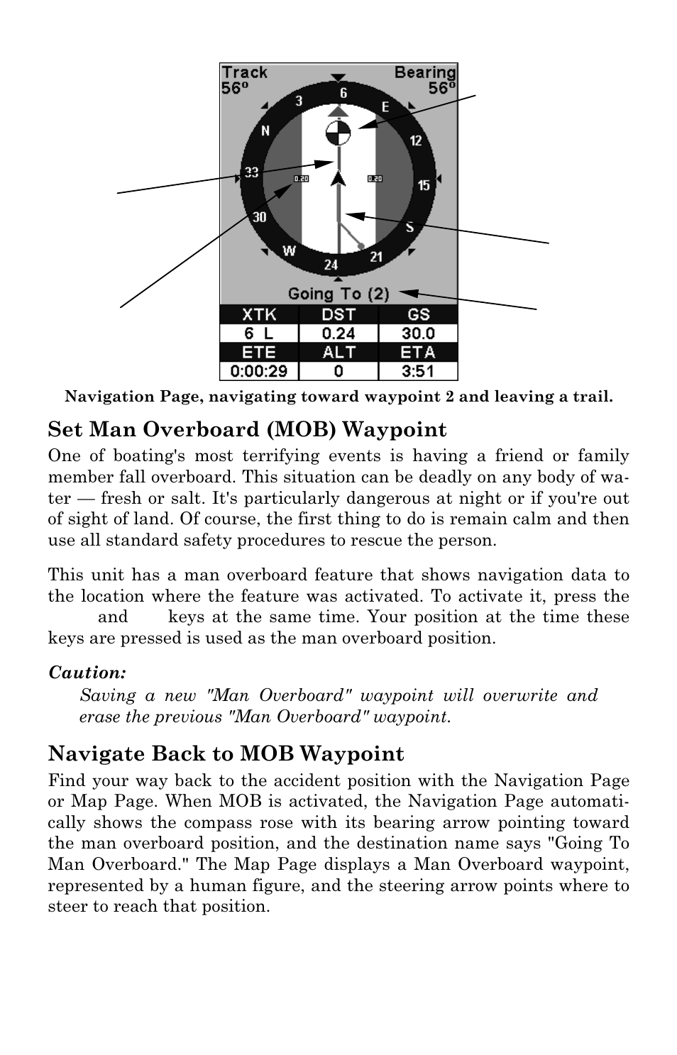 Set man overboard (mob) waypoint, Navigate back to mob waypoint | Lowrance electronic M68C IceMachine User Manual | Page 104 / 176