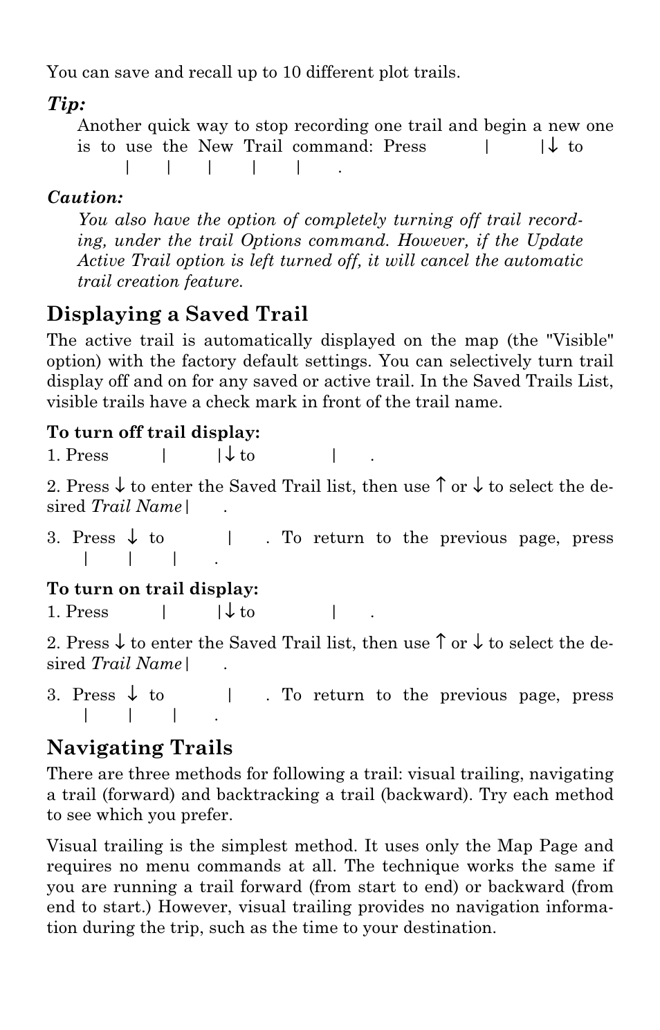 Displaying a saved trail, Navigating trails | Lowrance electronic M68C IceMachine User Manual | Page 109 / 176