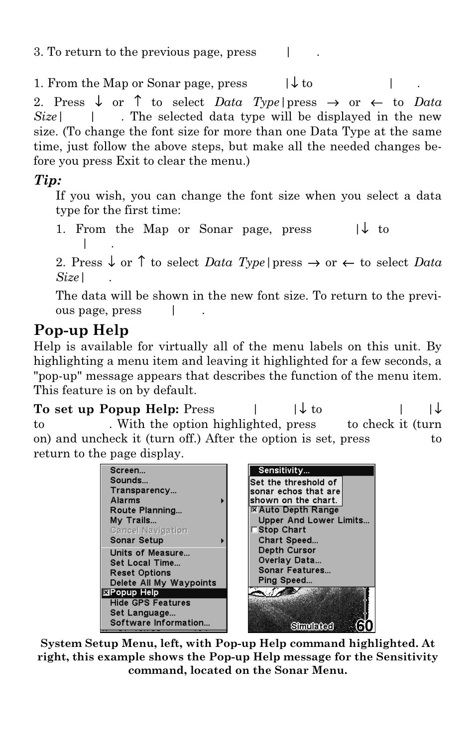 Pop-up help | Lowrance electronic M68C IceMachine User Manual | Page 141 / 176