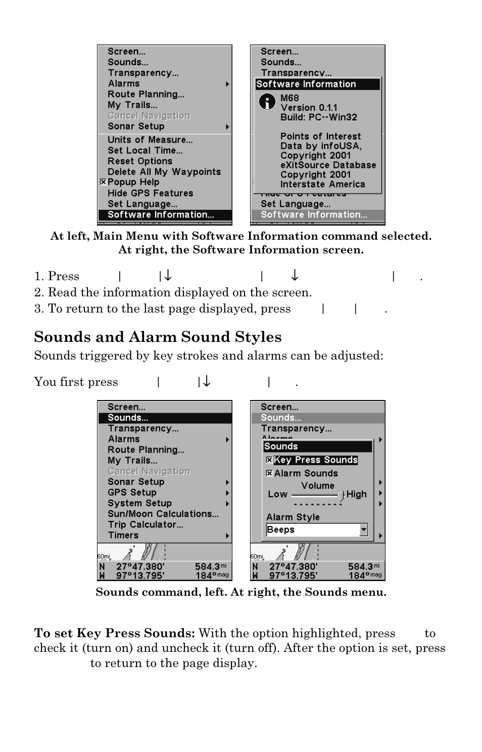 Sounds and alarm sound styles | Lowrance electronic M68C IceMachine User Manual | Page 145 / 176