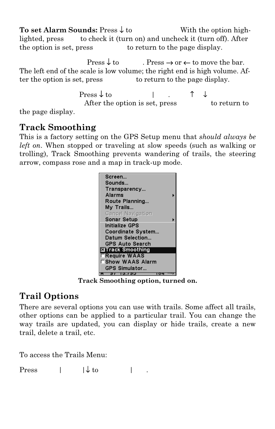 Track smoothing, Trail options | Lowrance electronic M68C IceMachine User Manual | Page 146 / 176