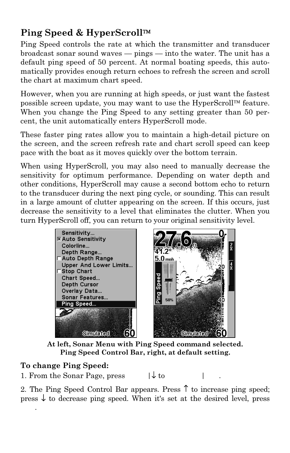 Ping speed & hyperscroll | Lowrance electronic M68C IceMachine User Manual | Page 64 / 176