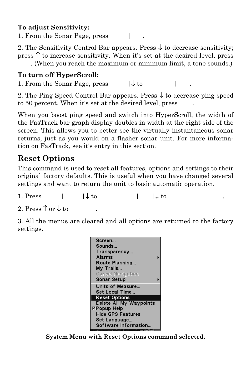 Reset options | Lowrance electronic M68C IceMachine User Manual | Page 65 / 176