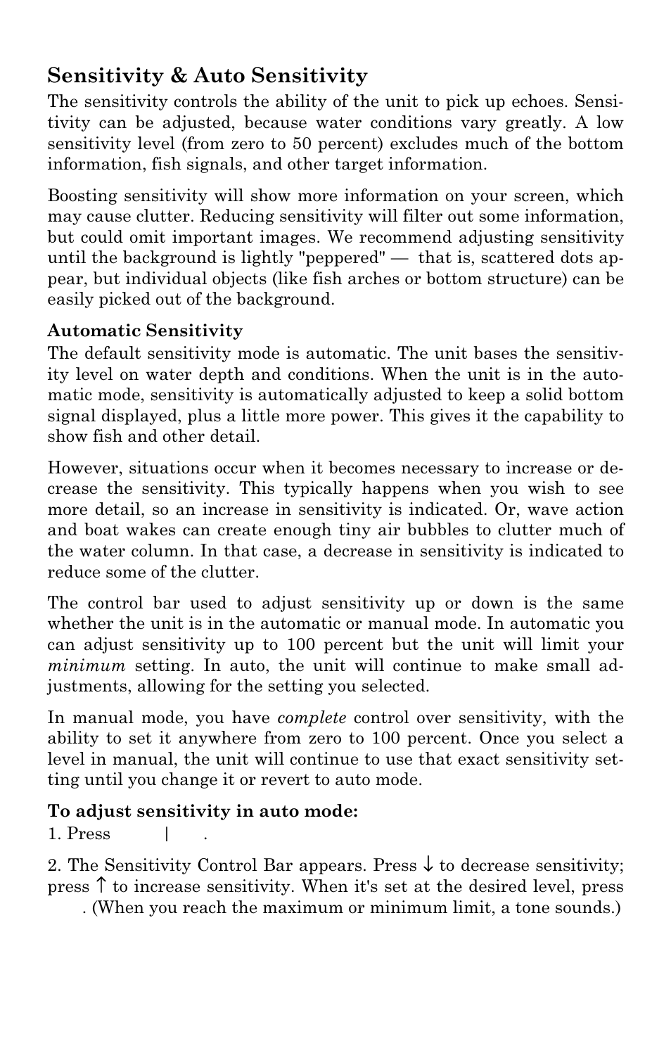 Sensitivity & auto sensitivity | Lowrance electronic M68C IceMachine User Manual | Page 66 / 176