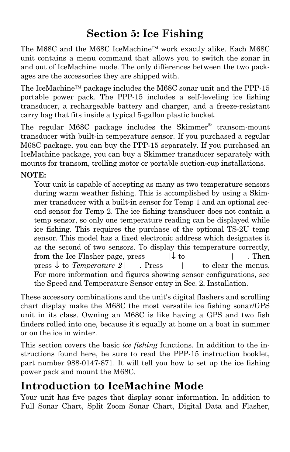 Introduction to icemachine mode | Lowrance electronic M68C IceMachine User Manual | Page 75 / 176