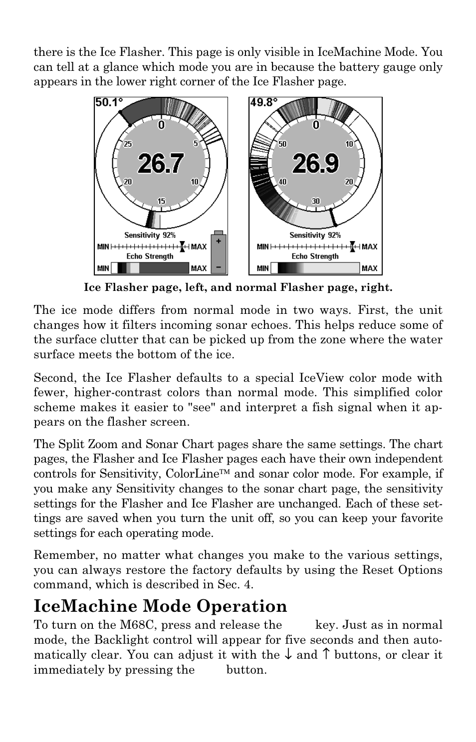 Icemachine mode operation | Lowrance electronic M68C IceMachine User Manual | Page 76 / 176