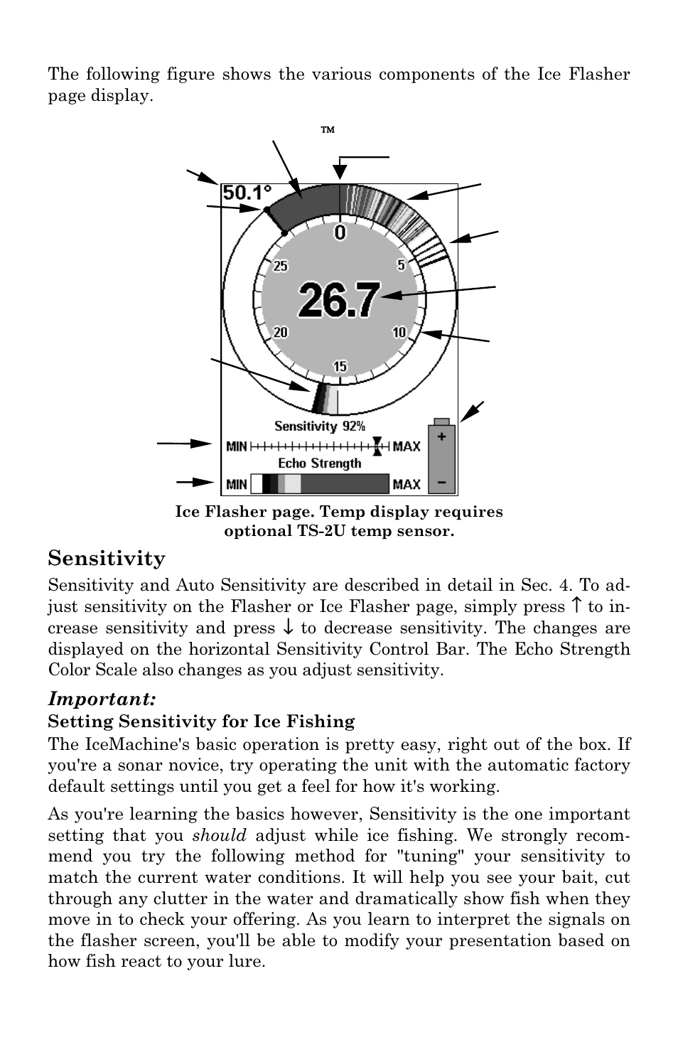 Sensitivity, Important | Lowrance electronic M68C IceMachine User Manual | Page 78 / 176