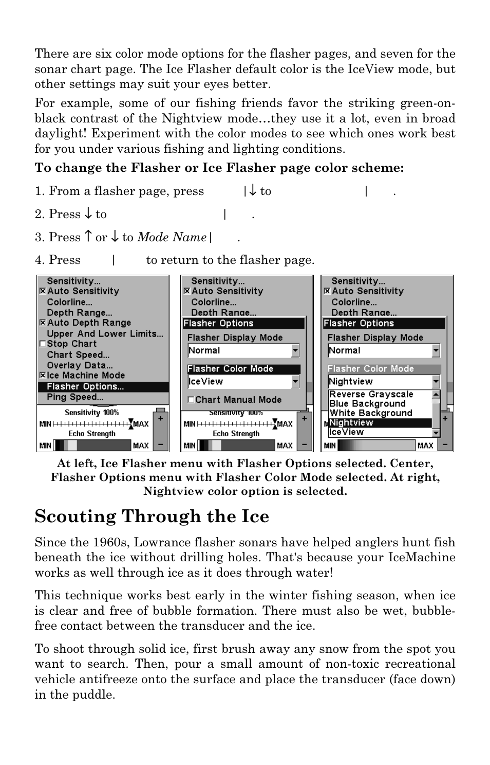 Scouting through the ice | Lowrance electronic M68C IceMachine User Manual | Page 83 / 176