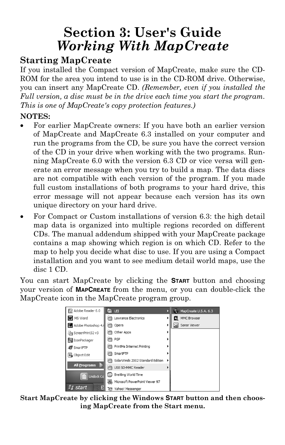 Starting mapcreate | Lowrance electronic 6 User Manual | Page 37 / 108