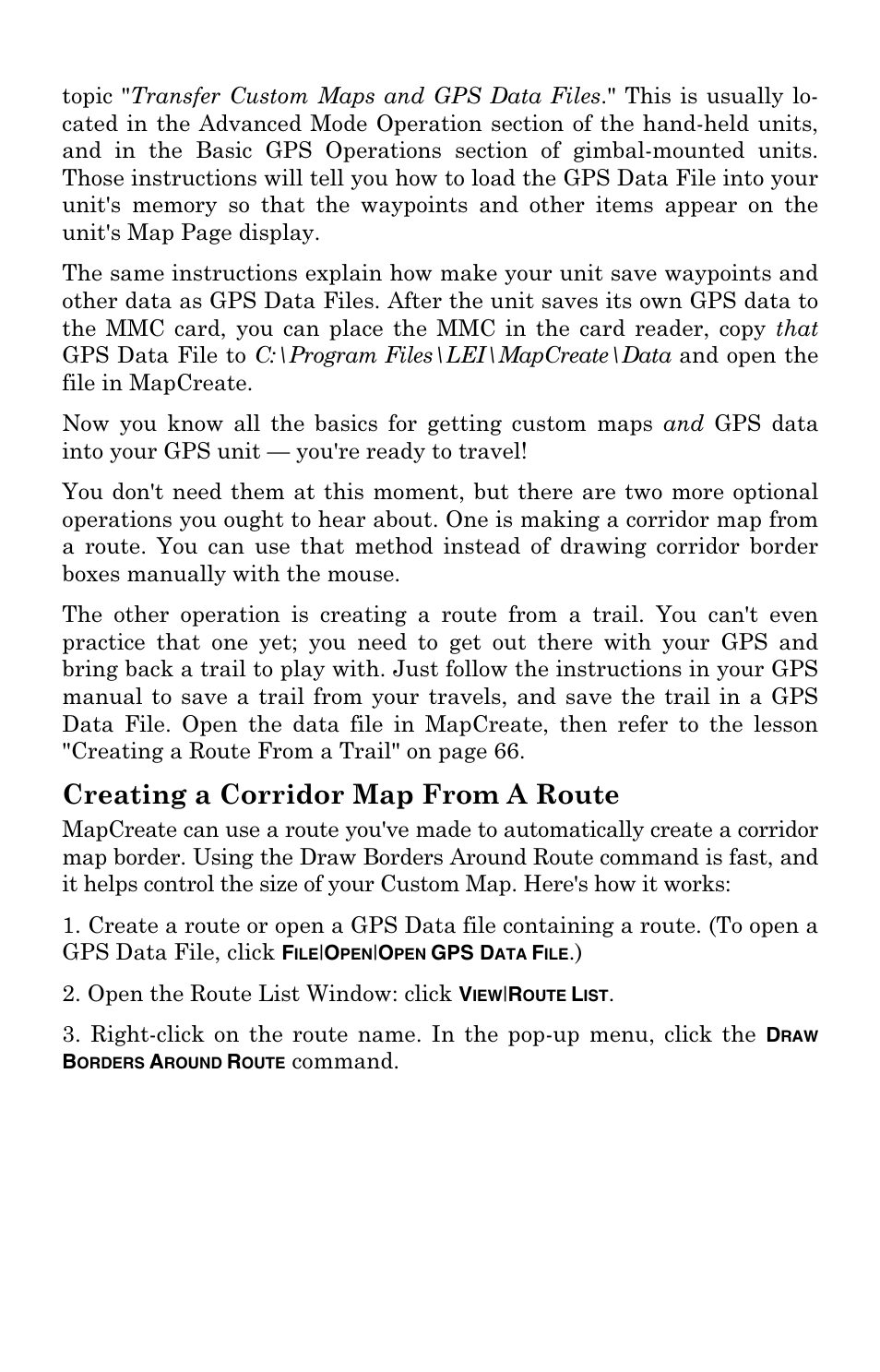 Creating a corridor map from a route | Lowrance electronic 6 User Manual | Page 69 / 108