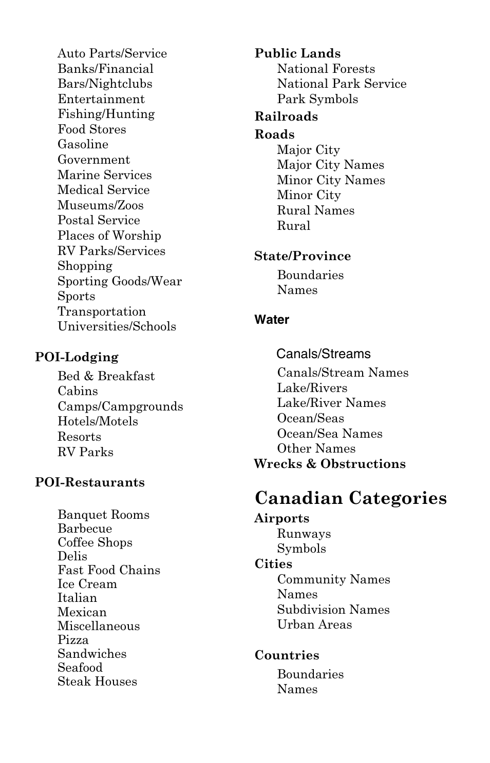 Canadian categories | Lowrance electronic 6 User Manual | Page 80 / 108