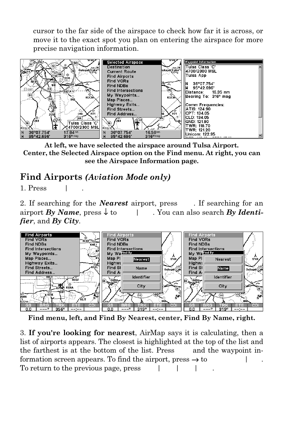 Find airports, Aviation mode only) | Lowrance electronic AirMap 1000 User Manual | Page 116 / 148