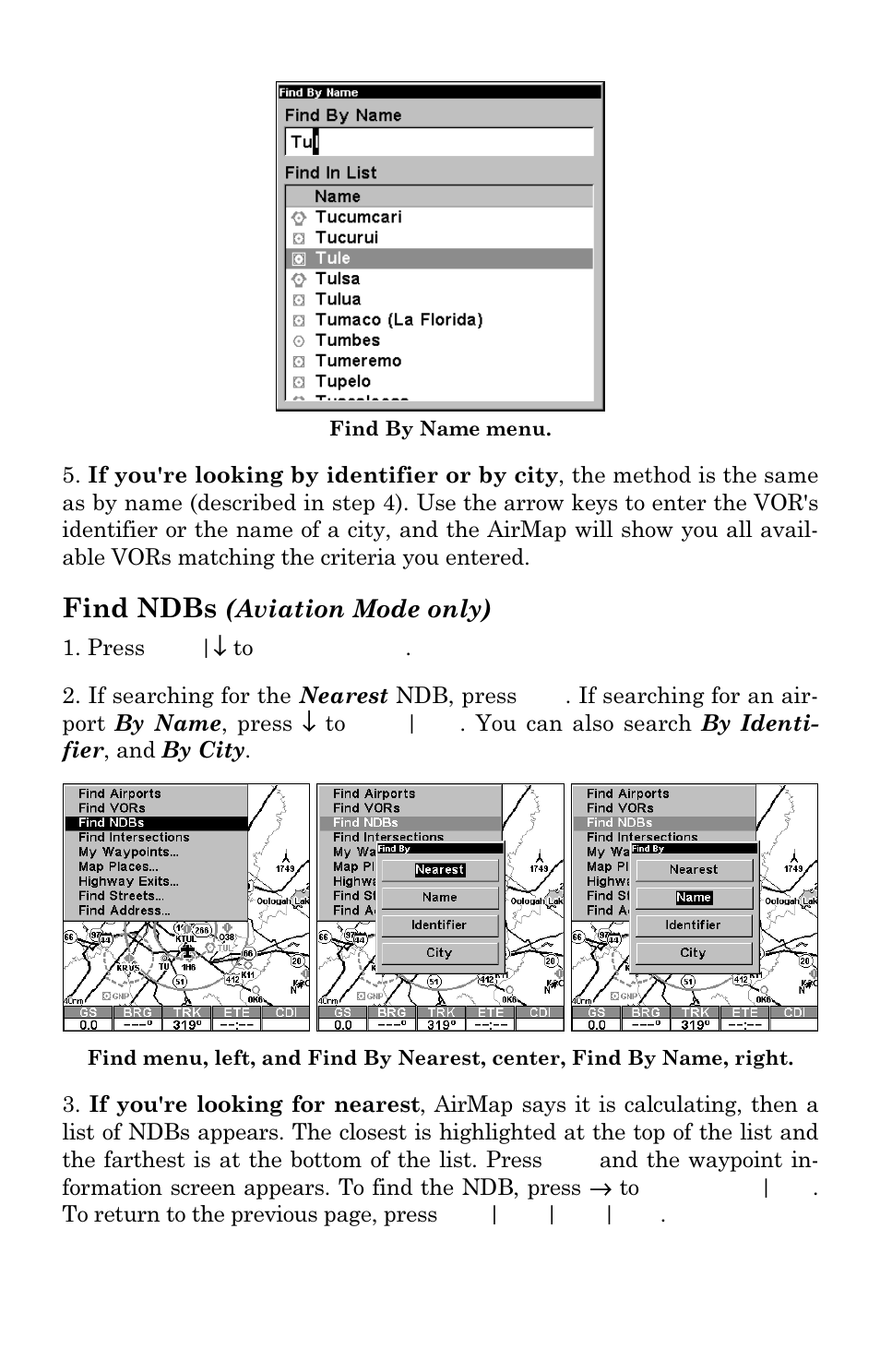 Find ndbs, Aviation mode only) | Lowrance electronic AirMap 1000 User Manual | Page 119 / 148