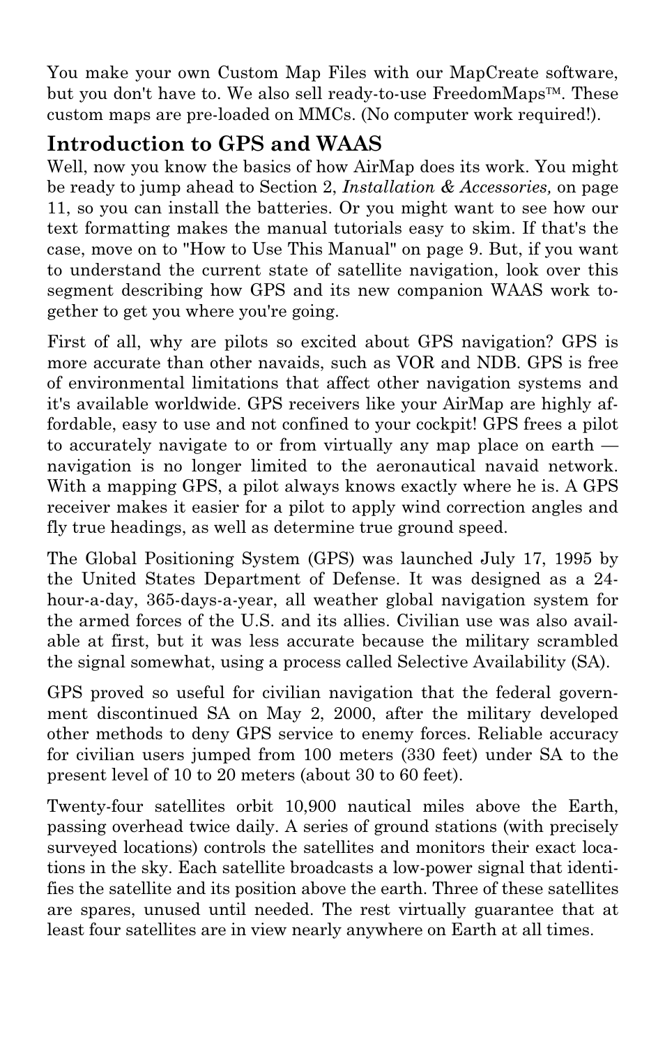 Introduction to gps and waas | Lowrance electronic AirMap 1000 User Manual | Page 13 / 148