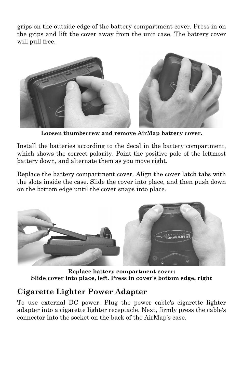 Cigarette lighter power adapter | Lowrance electronic AirMap 1000 User Manual | Page 18 / 148
